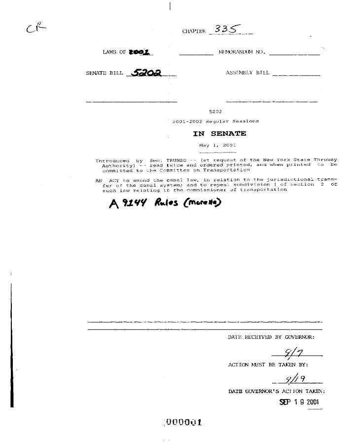 NYS Bill and Veto Jackets: 2001, Chapter 335
