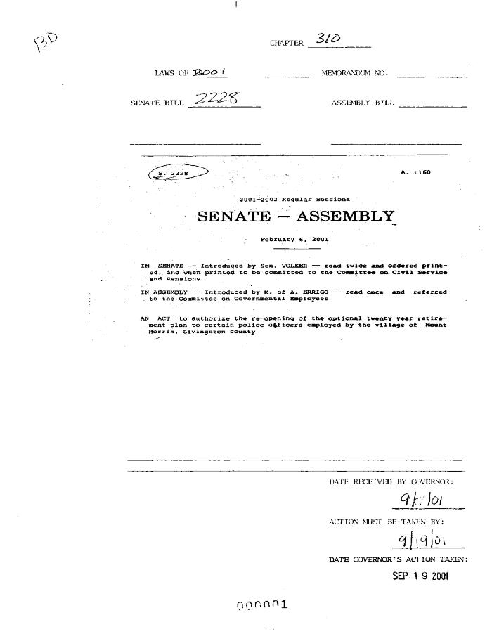 NYS Bill and Veto Jackets: 2001, Chapter 310