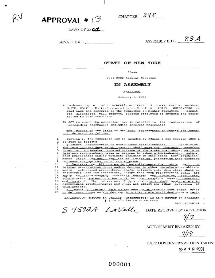 NYS Bill and Veto Jackets: 2001, Chapter 348