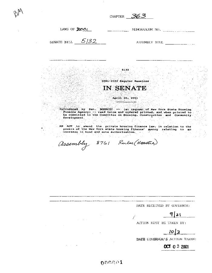 NYS Bill and Veto Jackets: 2001, Chapter 363