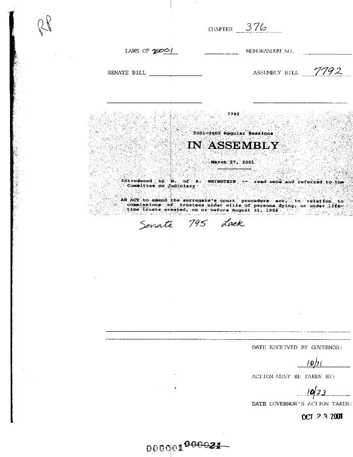 NYS Bill and Veto Jackets: 2001, Chapter 376