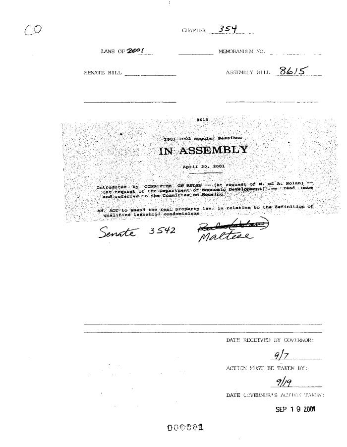NYS Bill and Veto Jackets: 2001, Chapter 354