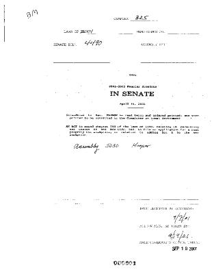 NYS Bill and Veto Jackets: 2001, Chapter 325