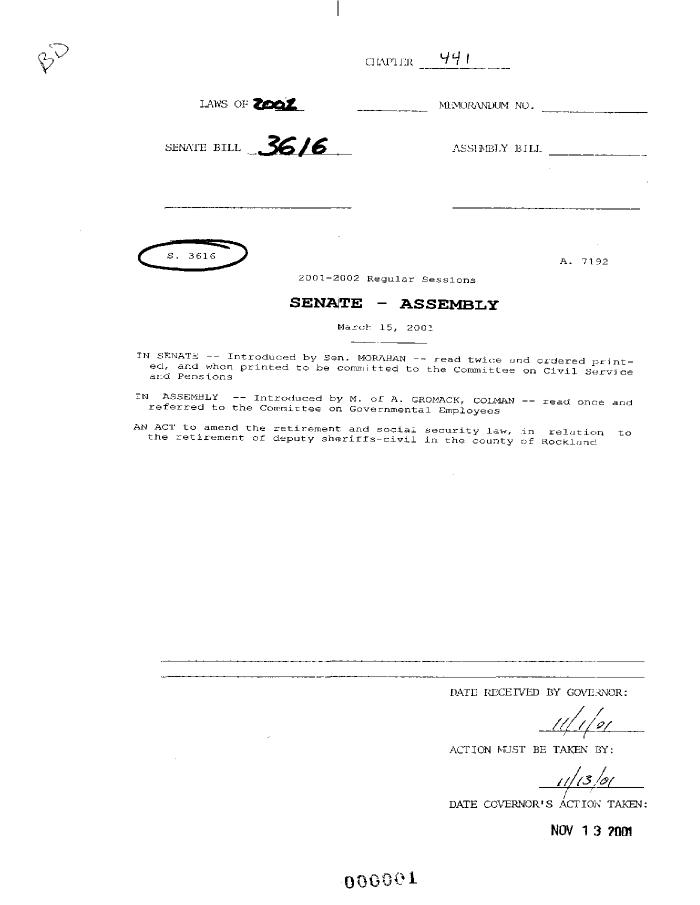 NYS Bill and Veto Jackets: 2001, Chapter 441