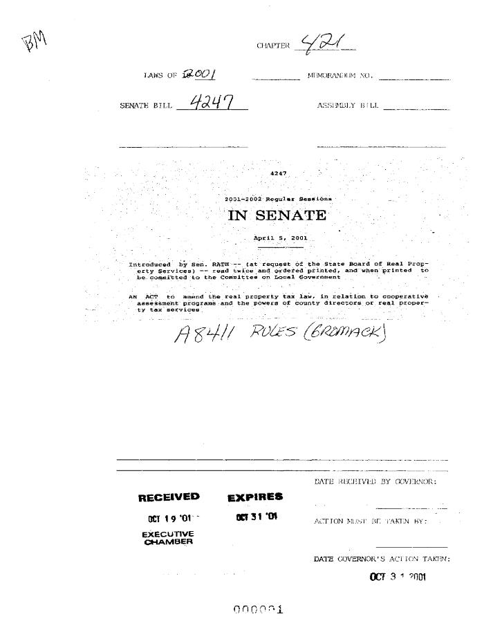 NYS Bill and Veto Jackets: 2001, Chapter 421