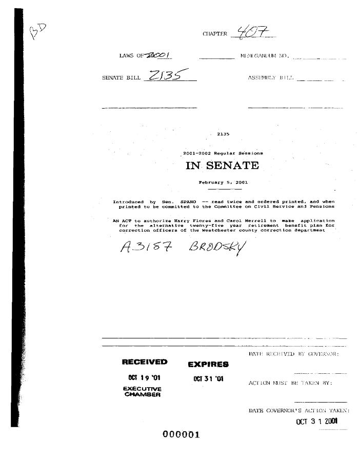 NYS Bill and Veto Jackets: 2001, Chapter 407