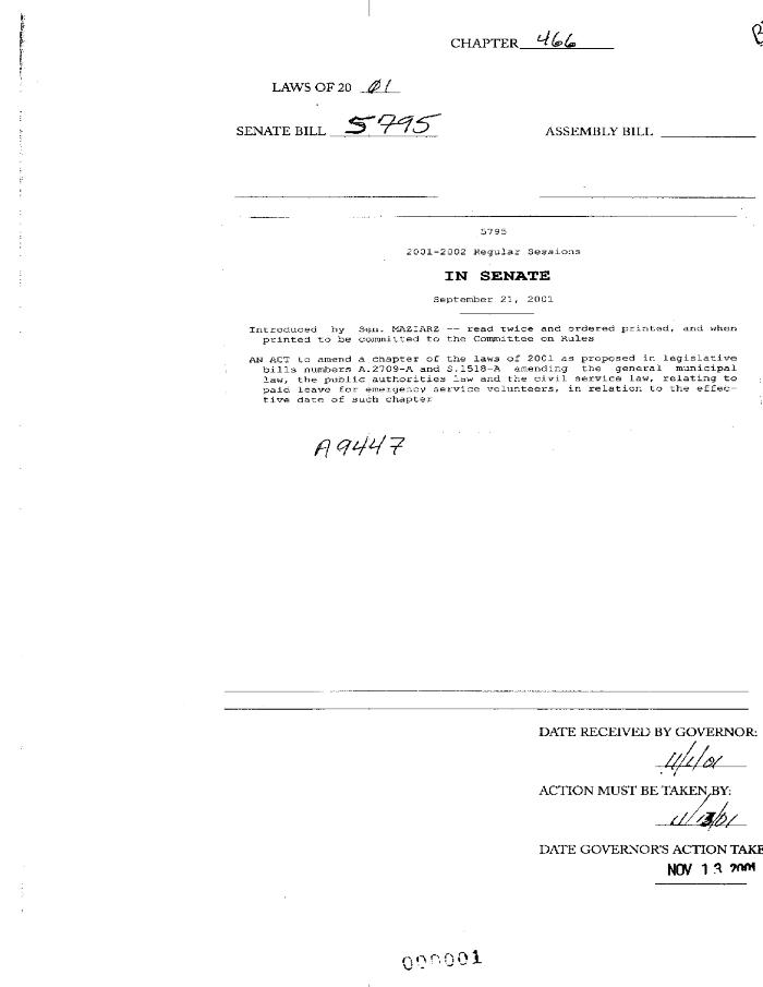 NYS Bill and Veto Jackets: 2001, Chapter 466