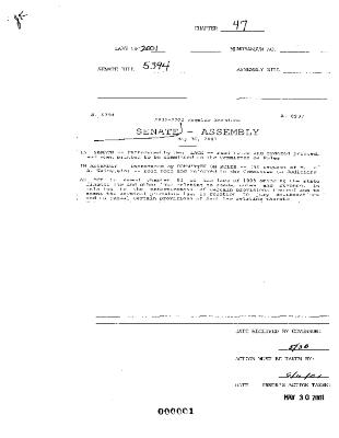 NYS Bill and Veto Jackets: 2001, Chapter 47