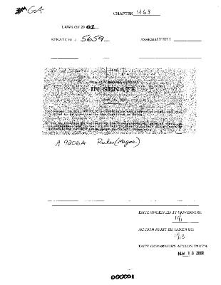 NYS Bill and Veto Jackets: 2001, Chapter 463