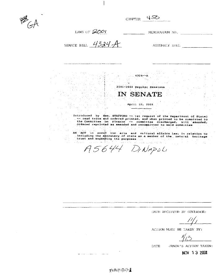 NYS Bill and Veto Jackets: 2001, Chapter 450