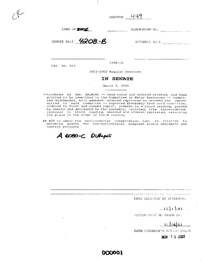 NYS Bill and Veto Jackets: 2001, Chapter 449