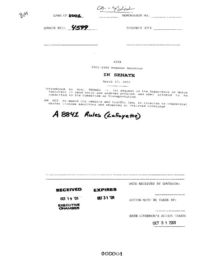 NYS Bill and Veto Jackets: 2001, Chapter 422