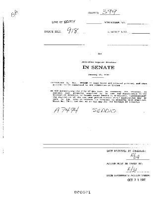 NYS Bill and Veto Jackets: 2001, Chapter 399
