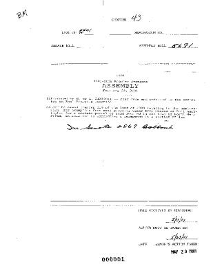 NYS Bill and Veto Jackets: 2001, Chapter 43