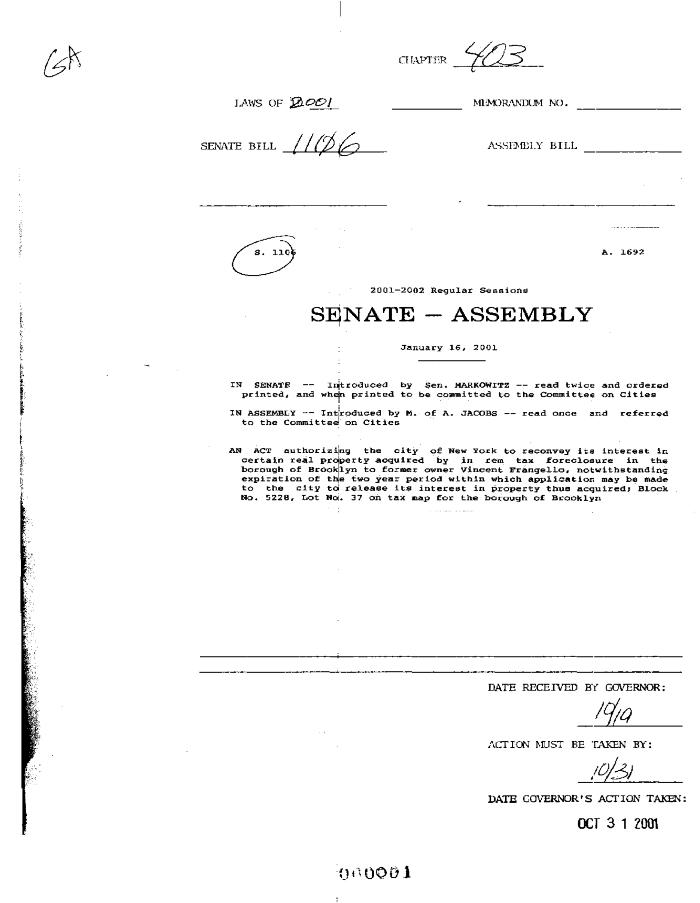 NYS Bill and Veto Jackets: 2001, Chapter 403