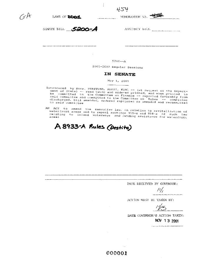 NYS Bill and Veto Jackets: 2001, Chapter 454