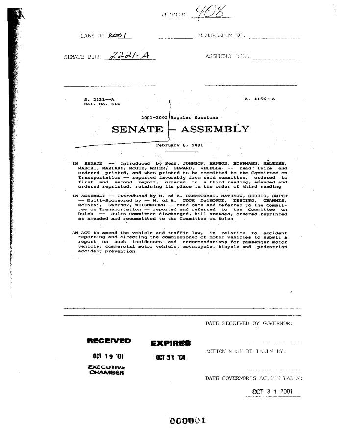 NYS Bill and Veto Jackets: 2001, Chapter 408