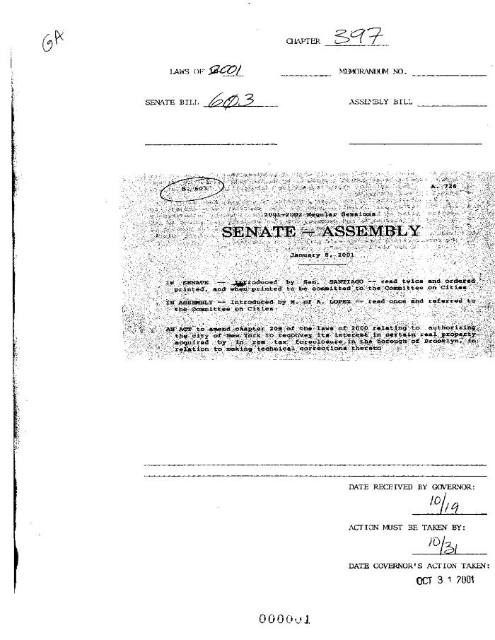 NYS Bill and Veto Jackets: 2001, Chapter 397