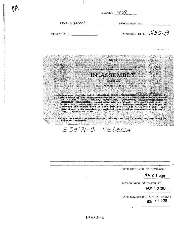 NYS Bill and Veto Jackets: 2001, Chapter 468