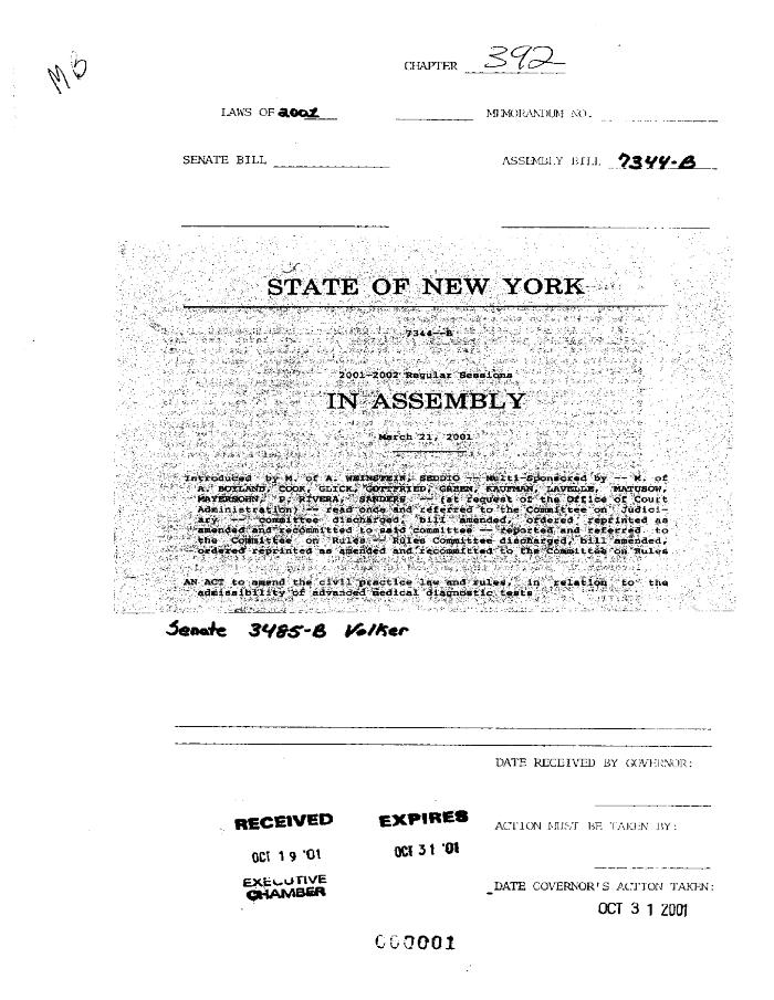 NYS Bill and Veto Jackets: 2001, Chapter 392
