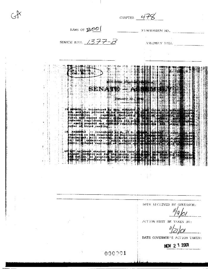 NYS Bill and Veto Jackets: 2001, Chapter 478