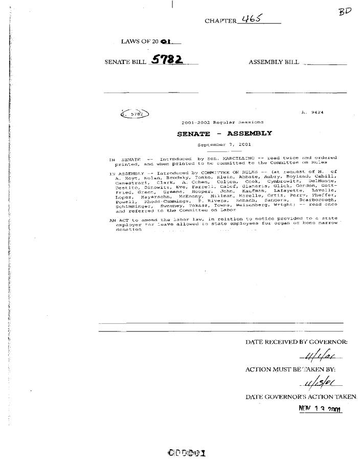 NYS Bill and Veto Jackets: 2001, Chapter 465