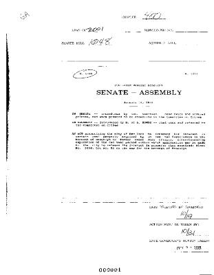 NYS Bill and Veto Jackets: 2001, Chapter 400