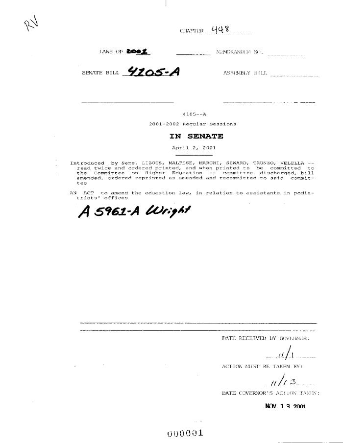 NYS Bill and Veto Jackets: 2001, Chapter 448