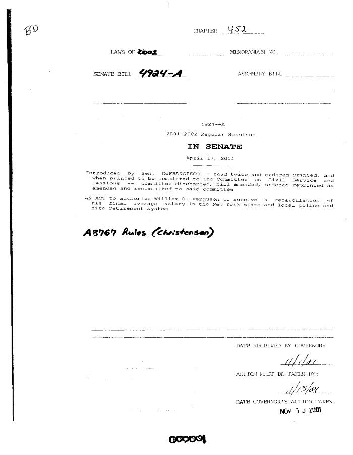 NYS Bill and Veto Jackets: 2001, Chapter 452