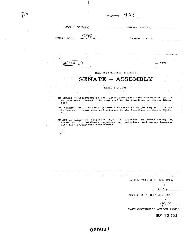 NYS Bill and Veto Jackets: 2001, Chapter 453