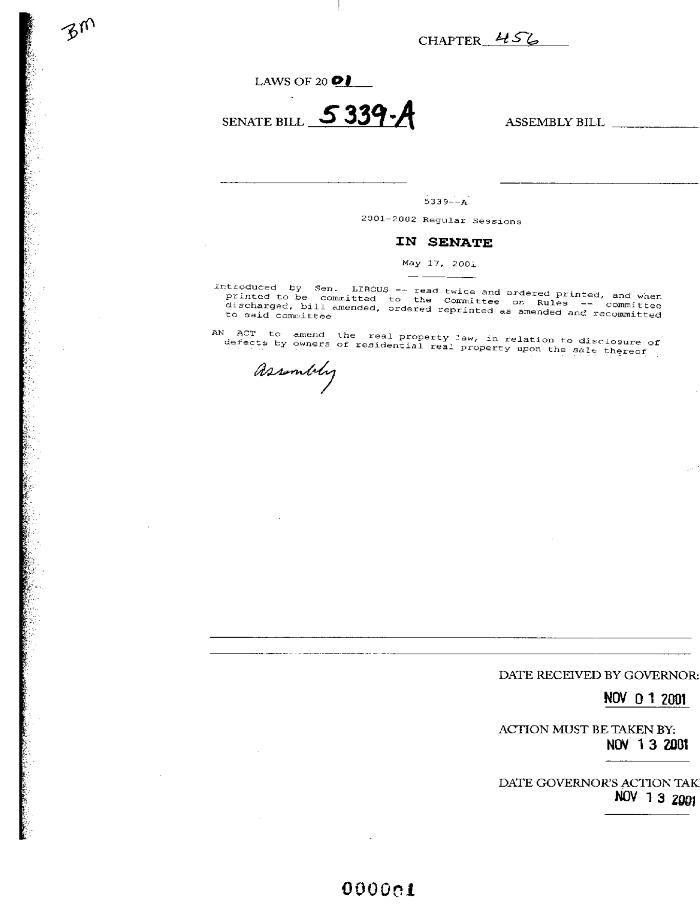 NYS Bill and Veto Jackets: 2001, Chapter 456