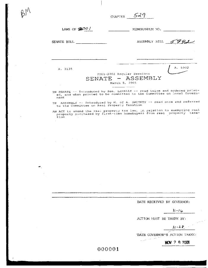 NYS Bill and Veto Jackets: 2001, Chapter 529
