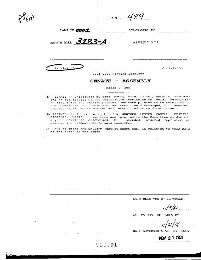 NYS Bill and Veto Jackets: 2001, Chapter 489