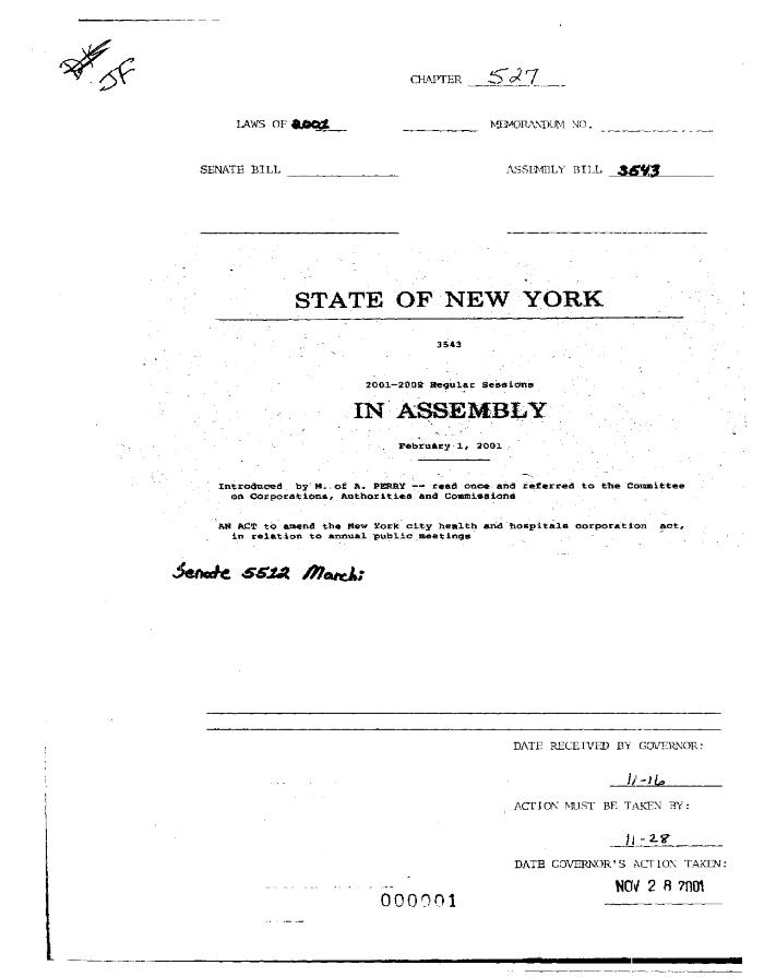 NYS Bill and Veto Jackets: 2001, Chapter 527