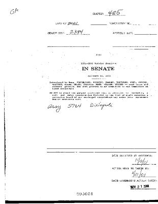 NYS Bill and Veto Jackets: 2001, Chapter 485
