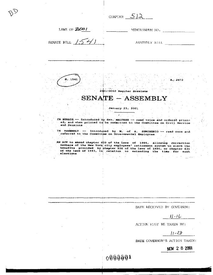 NYS Bill and Veto Jackets: 2001, Chapter 512