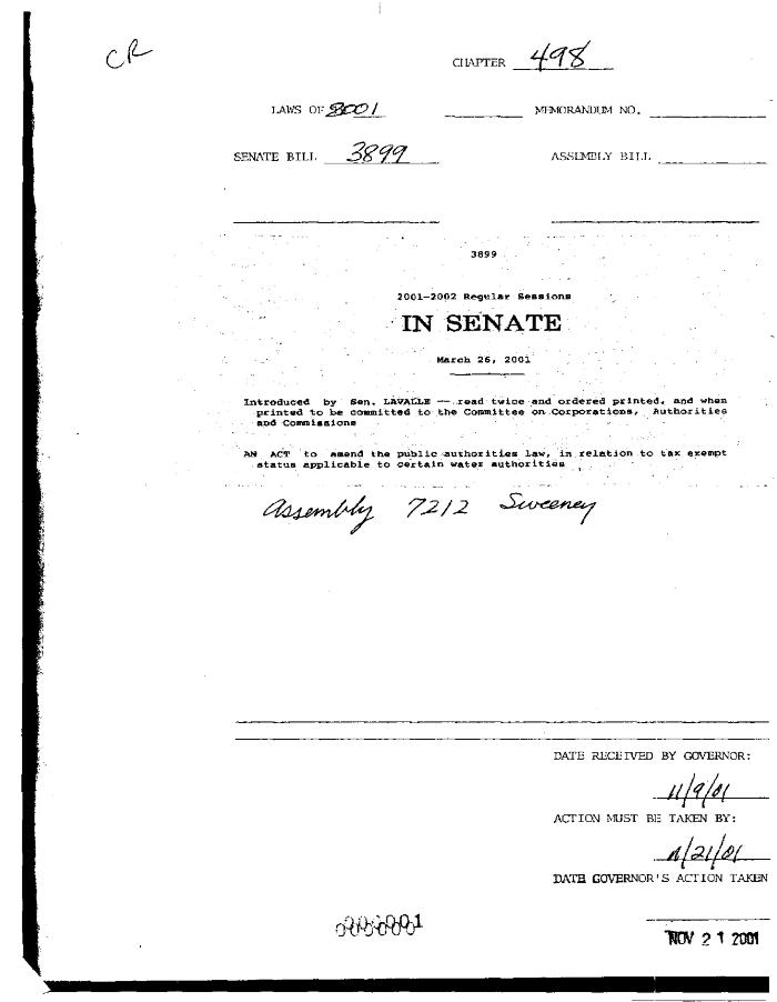 NYS Bill and Veto Jackets: 2001, Chapter 498