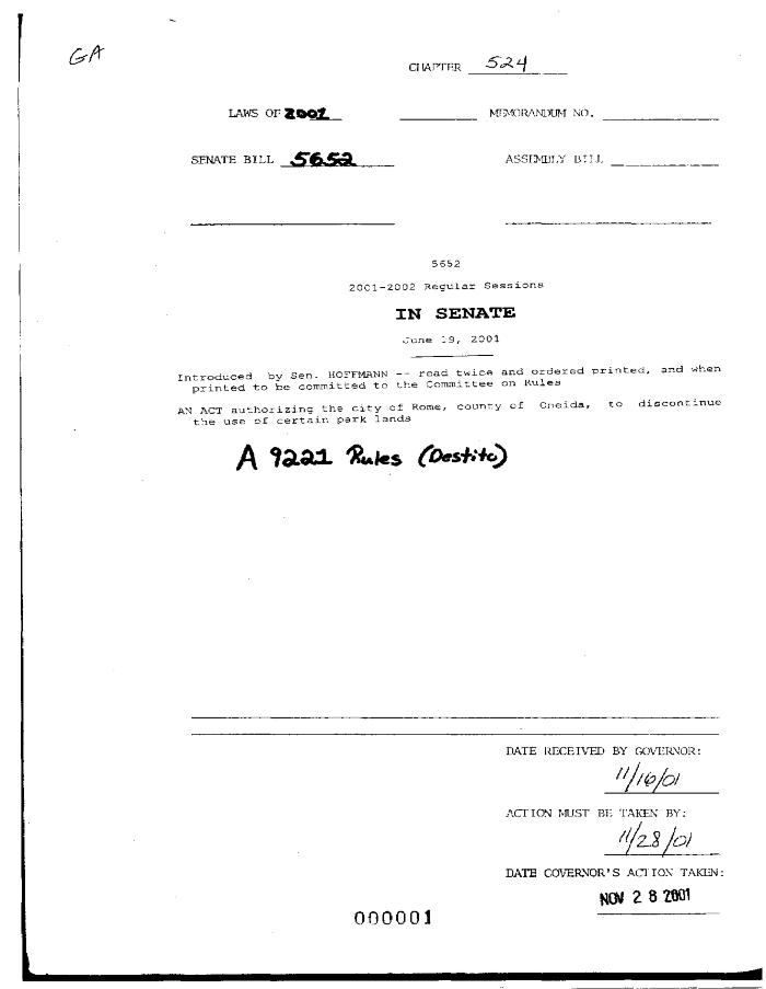 NYS Bill and Veto Jackets: 2001, Chapter 524