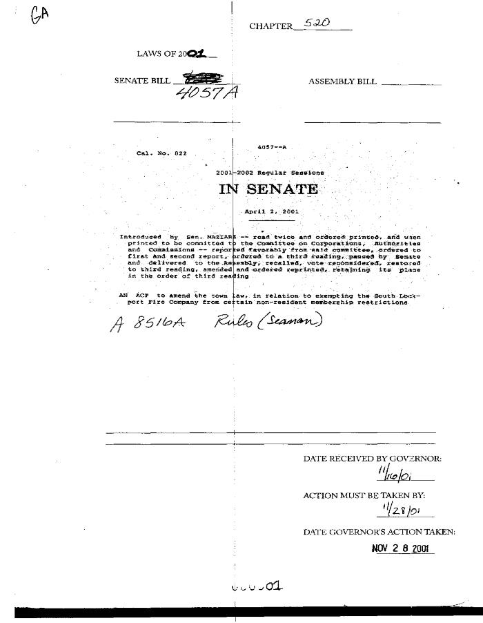 NYS Bill and Veto Jackets: 2001, Chapter 520