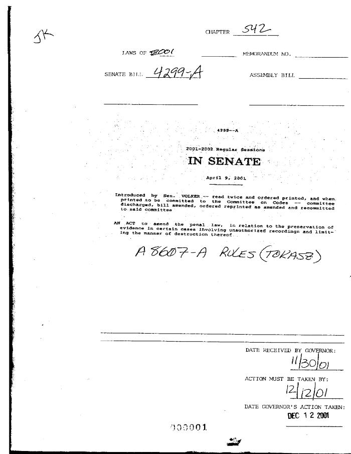 NYS Bill and Veto Jackets: 2001, Chapter 542