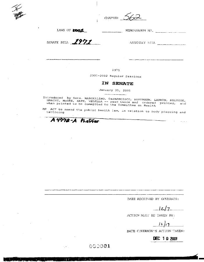NYS Bill and Veto Jackets: 2001, Chapter 562