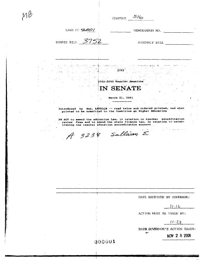 NYS Bill and Veto Jackets: 2001, Chapter 516