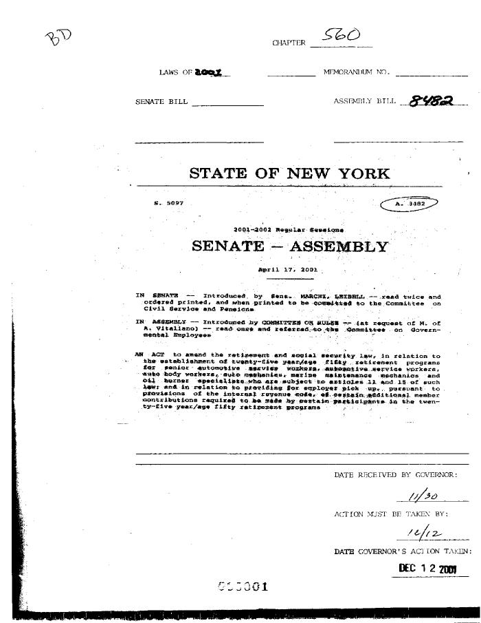 NYS Bill and Veto Jackets: 2001, Chapter 560