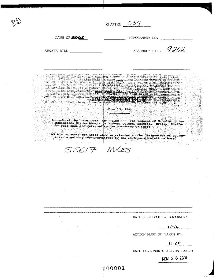 NYS Bill and Veto Jackets: 2001, Chapter 534