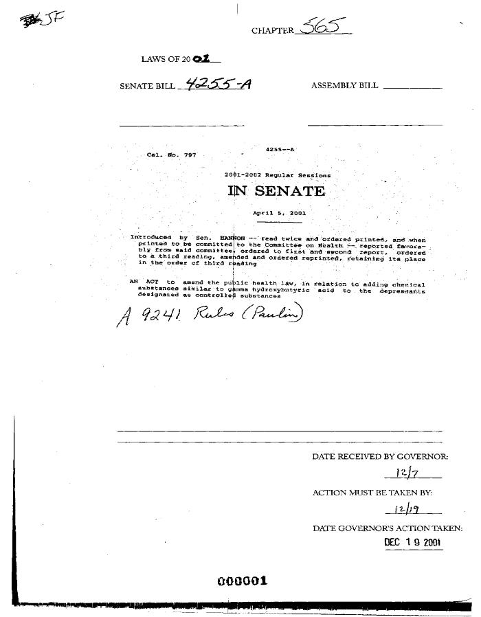 NYS Bill and Veto Jackets: 2001, Chapter 565