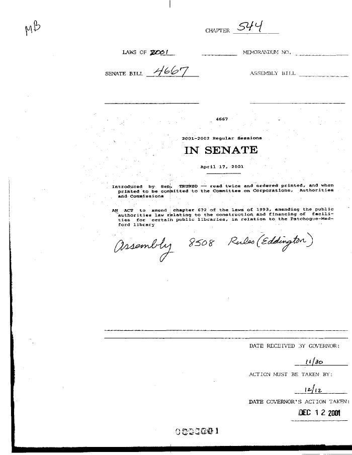 NYS Bill and Veto Jackets: 2001, Chapter 544