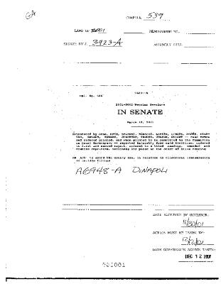 NYS Bill and Veto Jackets: 2001, Chapter 539