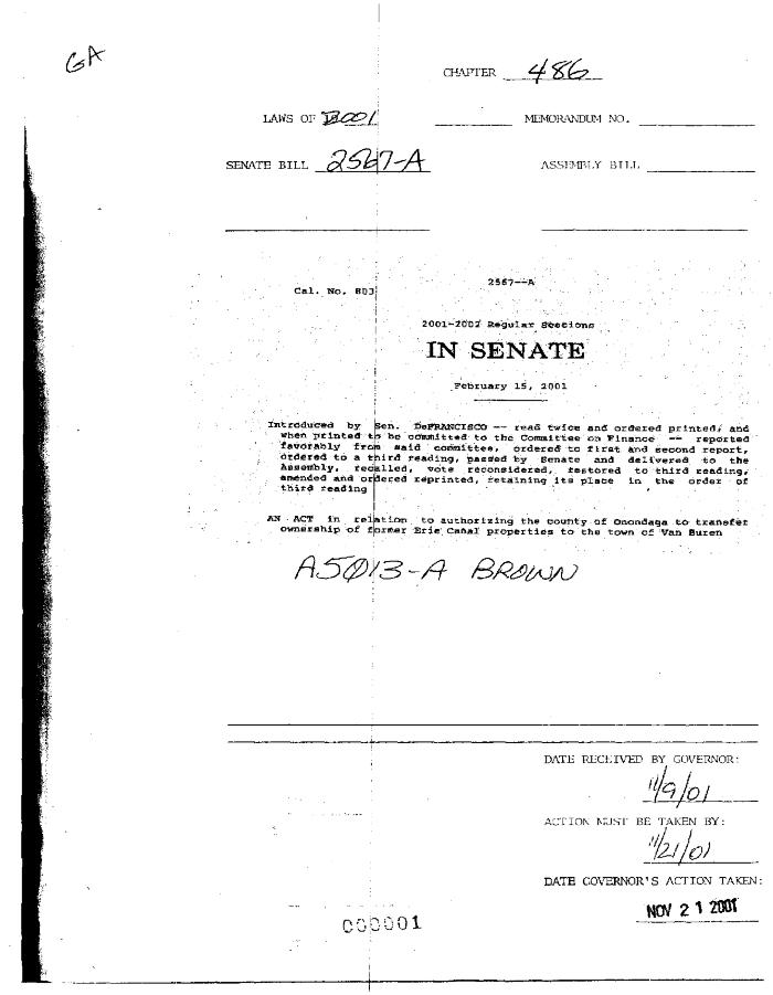 NYS Bill and Veto Jackets: 2001, Chapter 486