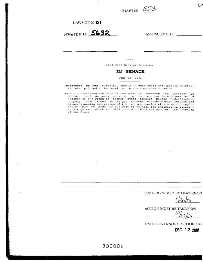 NYS Bill and Veto Jackets: 2001, Chapter 553