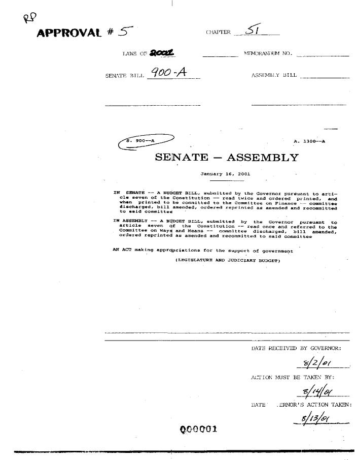 NYS Bill and Veto Jackets: 2001, Chapter 51
